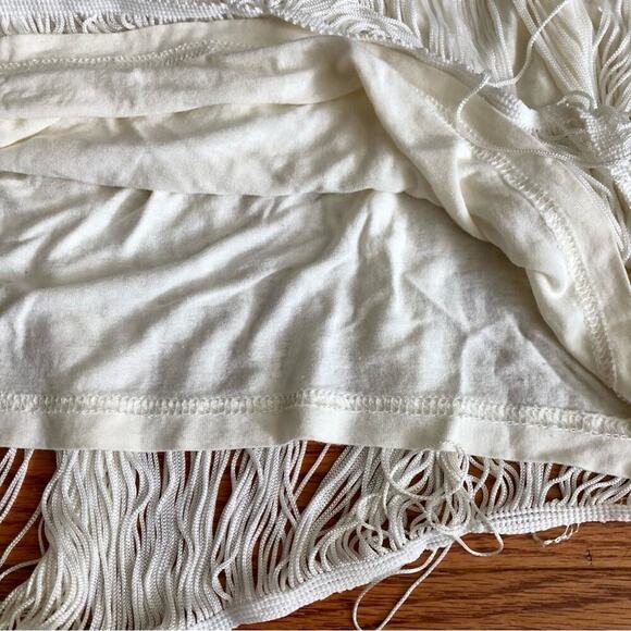 H&M FLAPPER FRINGE RETRO ART DECO 1920'S White Lined DRESS Women’s Size L - Picture 5 of 8